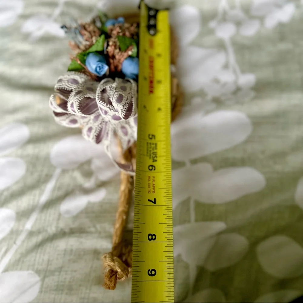 VTG Handmade Faux Floral Meadow Lace Bow Cottagecore Farmhouse Wall Decor